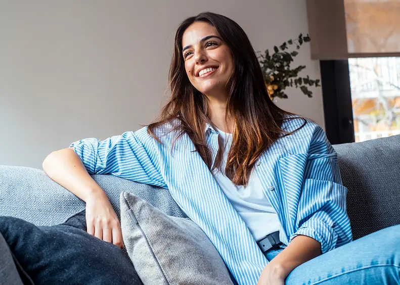 Relaxed woman enjoying a cozy moment